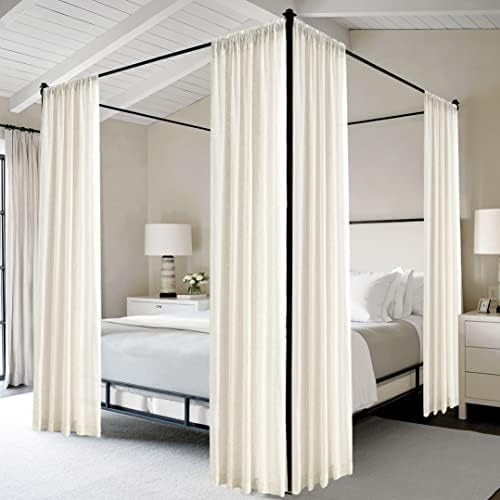 Shineland 90 polegadas de comprimento Creme bege de linho natural Tratamentos de janela pura painéis de cortina cortinas para sala de