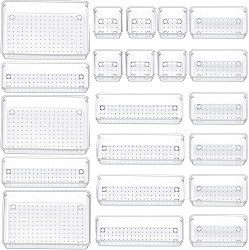 JARLINK 21 Bandejas de organizador de gavetas de mesa com 4 tamanhos diferentes, armazenamento versátil dos organizadores