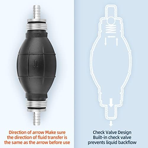 Bomba de transferência de combustível de MEAVILLIN 2, 5/16 Bomba de combustível manual, bomba de sifão do tipo bulbo preto, com 4