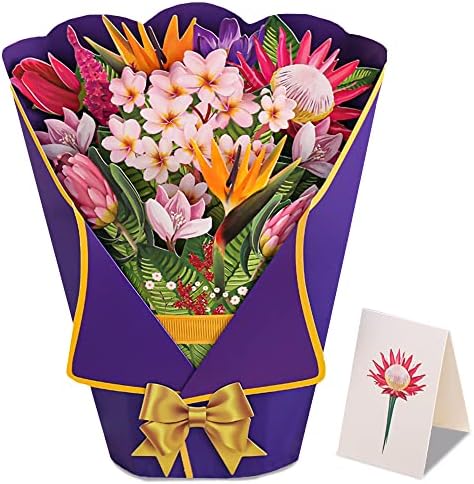 Buquê de flores de papel para paradisíssmos 3d NiceRinc 3d, papel de flor, buquê de flores para sempre em 3D com cartão de felicitações