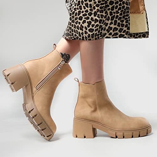 Botas curtas para mulheres sapatos de moda moda botas nuas grossas solas grossas saltos mulheres botas de moda respirável redondo de pé grosso boots boots boots para mulher
