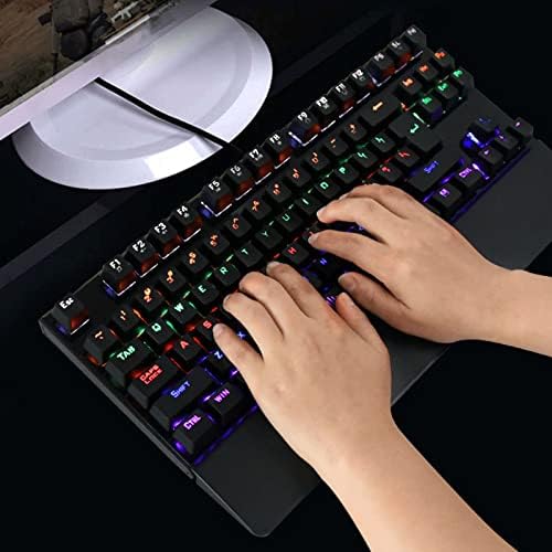 Teclado mecânico, 8 -key Blue Switch Teclado ergonômico Teclado colorido RGB Efeito de iluminação do uso do teclado para jogos com