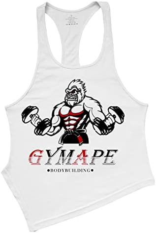 Tanques de bodybuilding de ginástica de gymape Mens Stringer Tops de algodão para treino com arco Hem
