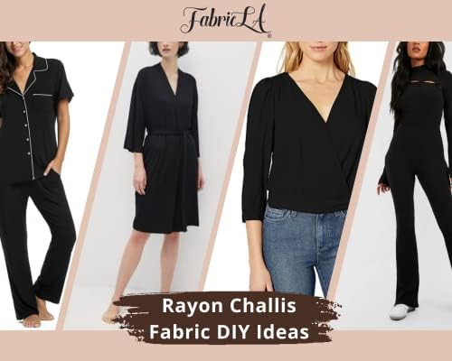 Fabricla Rayon Challis Fabric - 58/60 polegadas de largura - tecido leve e resistente a rugas - Use como desgaste do lounge, macacões,