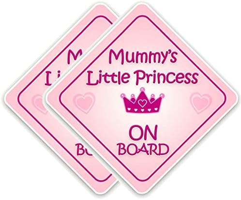 Monring 2pcs Princess a bordo adesivo para carros, sinal de segurança de princesa fofa a bordo, adesivo de bebê engraçado a bordo do adesivo para carros - rosa claro e 5.5'x5.5 '