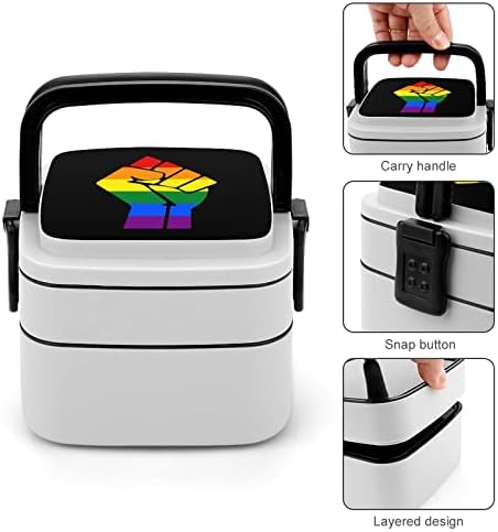 Bandeira do orgulho LGBT Punho de duas camadas de dupla camada Bento Box Box Recipiente de refeição para trabalho Offce Picnic