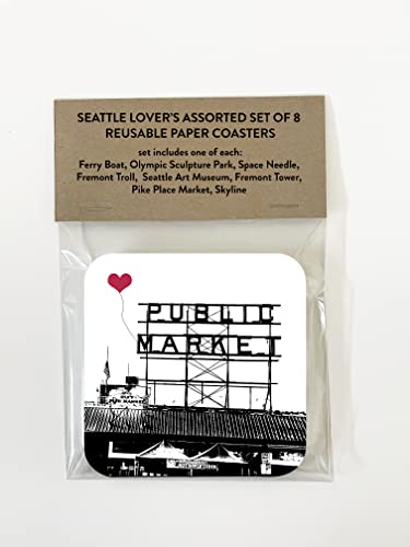 Seattle Washington Markmarks Reutiliza Paper Drink Coaster Sorteado Conjunto de 8