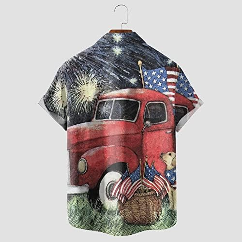 2023 New Men's Casual American Independence Day Print Premps Print Camisa de manga curta Manva curta alta masculina