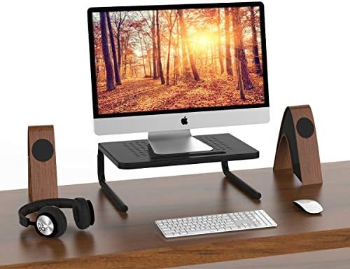 Monitor Riser Stand com 3 Nível de altura Monitor de metal ajustável para laptop, computador, iMac, PC, impressora, Black HD03B-001