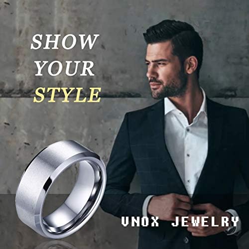 VNOX Personalizar personalização de 6 mm/8mm de tungstênio carboneto/aço inoxidável simples fosco escovado acabamento de casamento anéis de noiva para homens mulheres, tamanho 5-14