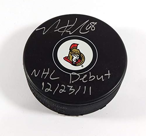 Mike Hoffman assinou o Puck de hóquei da NHL com inscrições Fanatics Auto - Pucks autografados da NHL