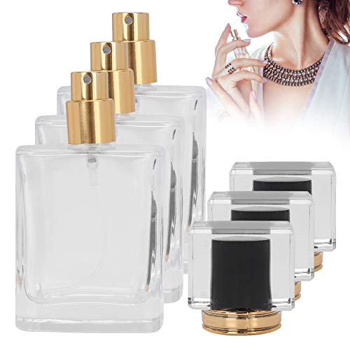 Garrafa de perfume reabastecível de vidro, garrafa de perfume de 50 ml, recipiente de atomizador vazio de spray de vidro transparente