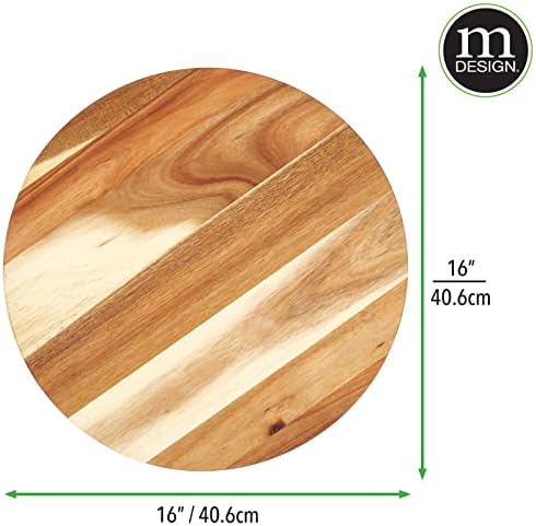 Mdesign Acacia Wood Lazy Susan Spinner de plataforma giratória para armário de cozinha, despensa, geladeira, armários ou