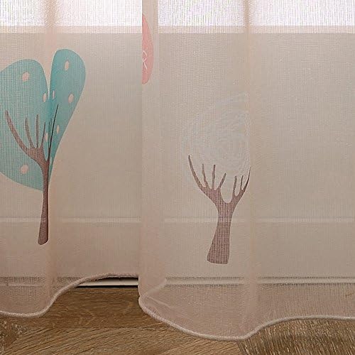 Melodieux Cartoon Trees Sheer Rod Pocket Pocket Curtain/Drapes for Kids Room, 52 WX84 L 1