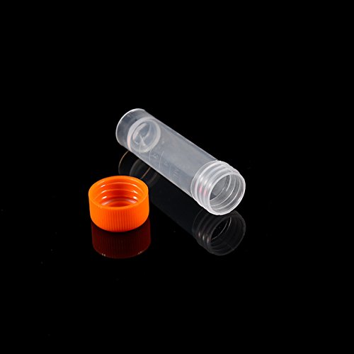 50pcs 5ml Tubos de teste de plástico de plástico de plástico Tubos de amostra com calibração de tampas de parafuso para experimento