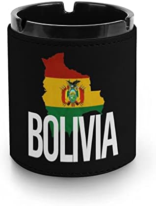 Mapa da Bolívia e bandeira de couro de cinzas de cinzas de cigarro Cup para o carro em casa Office Indoor Outdoor 3,1 x 4
