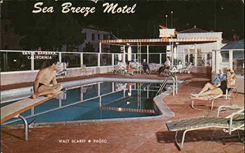 Sea Breeze Motel Santa Barbara, Califórnia CA Original Vintage Postalt.