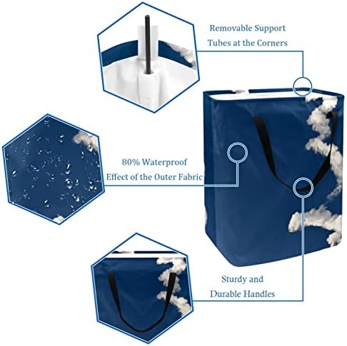 Cesto de lavanderia independente personalizada com alça de alça de céu azul fofo