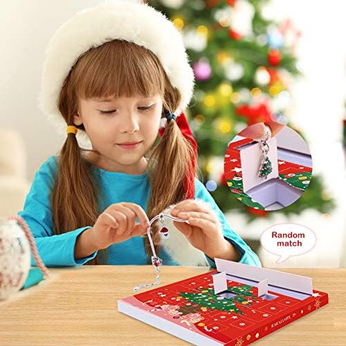 Kakaluote Flower Advent Calendar 2023, contagem regressiva de 24 dias para o calendário do advento de Natal com brinco de pulseira para crianças Presente de Natal para meninas