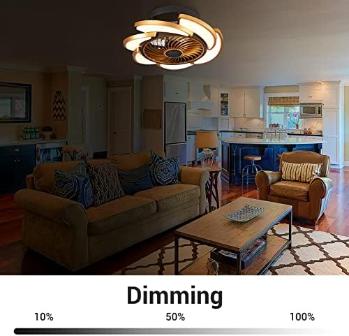 Ventilador de teto com luzes de controle remoto, ventilador de baixo perfil de rubor de 18 , fã de teto inteligente moderno