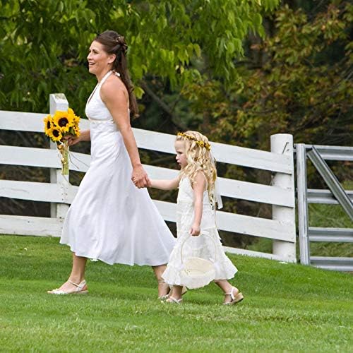 PretyZoom White Basket Wedding Heart Shape Flower Girl Basket Bowknots Decor Pétalas Românticas Cesto de Armazenamento para Cerimônia