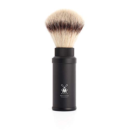 Mühle Travel Silvertip Silvertip Fiber Shaving Brush - Brush de barbeio de luxo portátil para homens, rico espuma