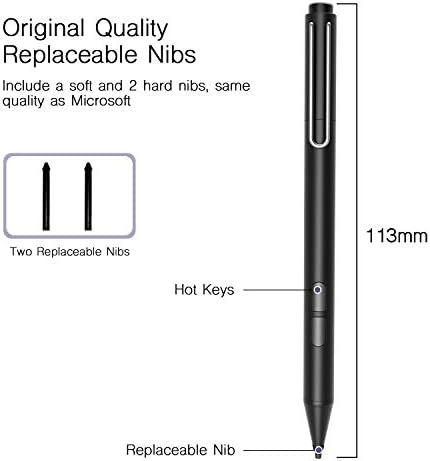 Caneta uogic para a superfície da Microsoft, rejeição de palma, 1024 níveis de pressão, flex e macia HB NIB, compatível