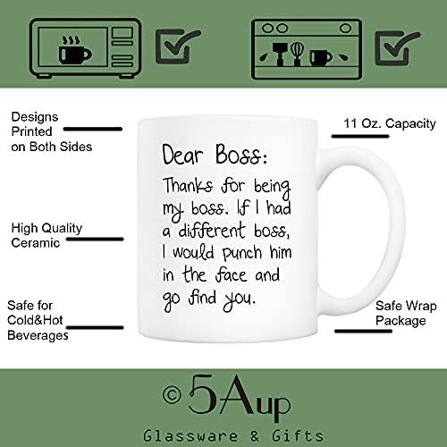 5aUp Bosses Day Funny Boss Boss Office Coffee Coffee Presentes de Natal do colega de trabalho, Caro Boss, obrigado por ... Vá encontrar