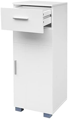 Gajeira única de nogueira 1 armário de banheiro de porta 30x30x80cm Armário de armazenamento fácil de montar branco