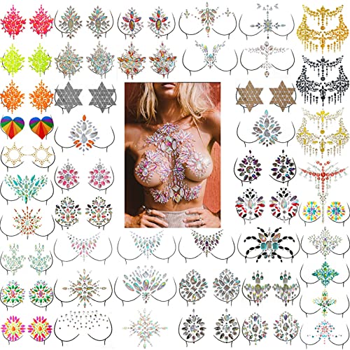 JJKUN GEMS DE MEIR JOUS JOJELAS TATTOO STRIPLES DE SHINESTONE 3D Decalques de cristal de peito auto-adesivo