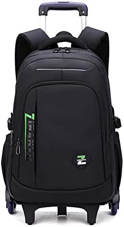 Vidoscla Black Kids Boys Rolling Backpack Teens de mão bagagem com rodas bookbag de bonde para as rodas School-2