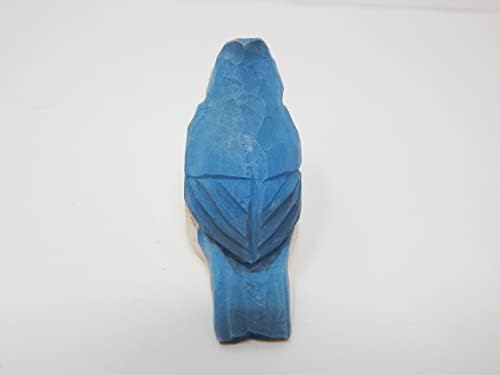 Selsela Tufted Titmouse Bird Wood Statue estátua azul