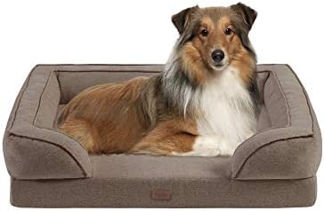 Martha Stewart Bella Moderna Ortopédica Memória Sofá de Lounge de Dog, almofada macia, capa removível lavável para máquina, camas de estimação confortáveis, recheio de pelúcia para gatinho grande, cachorro, gato, bronzeado grande