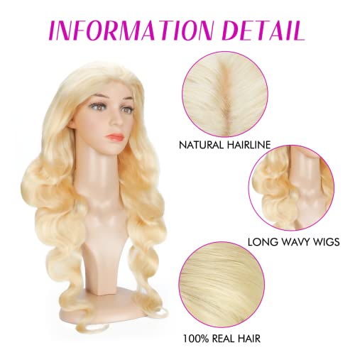 Fyfoerlin Lace Front Wigs Human Human Human Wave Wave Wave Blonde Human Hairless para mulheres PRECUDED LACE Fechamento de Lace