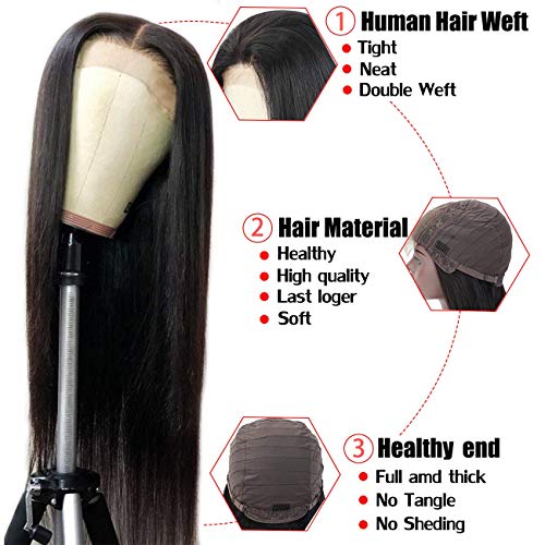 Allrun reta renda perucas frontal cabelos humanos 4x4 Wigs de fechamento de renda para mulheres negras cabelos virgens 4x4 cabelos