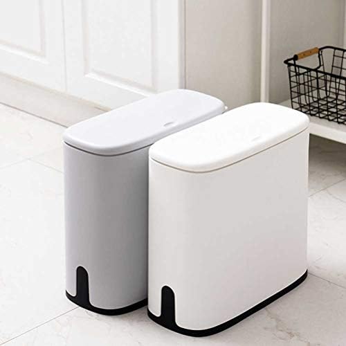 Lixo doiitool lata 1pc Tipo de prensa lixo pode lixo oval pode estreitar o design de resíduos de resíduos suprimentos domésticos para o banheiro da cozinha cinza cinza