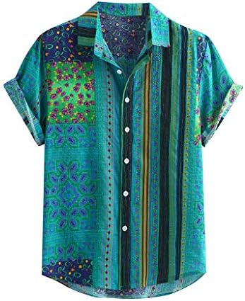 Camisa de vestido masculino de verão verão colorido colorido de blusa masculina botões de camisa camisa casual camisetas