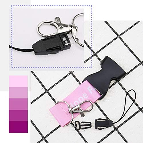 2pcs colhedores de pescoço destacável com fivela de corda de clipe de metal para keys Phones Bishge Bus Pass Id Pink/Purple/Black/White