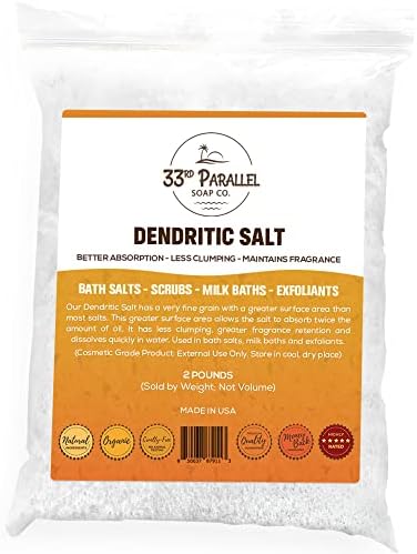 Sal dendrítico | Grãos finos premium para sais de banho, esfoliações, esfoliantes, banheiros de leite e muito mais | Tamanhos de 1 a 5 libras |