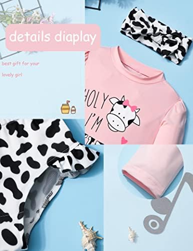 Toddler Girls Swimsuith Cow Print Summer Summer Beach Breathable Tankini com UPF 50+ Proteção solar 4T 5T Meninas