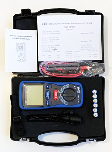 Ruby Electronics DT-5500 Testador de isolamento digital Megohmeter Cat III 1000V, 2000 mega ohm metro, cinza escuro e azul