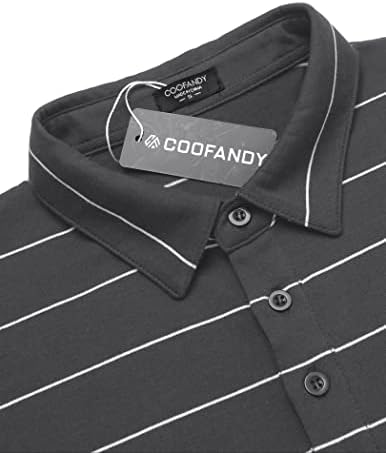 Coofandy Men's Listed Golf Polo Camisa de manga curta Camas de algodão de camiseta leve com colarinho com bolso com bolso
