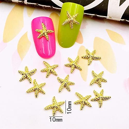 10pcs/lote Japão Japão Gold Silver Cross Heart Shell Starfish Diy Alloy Alloy Art Deco Deco Unhas Stickers/Charmms/Tools for Manicure