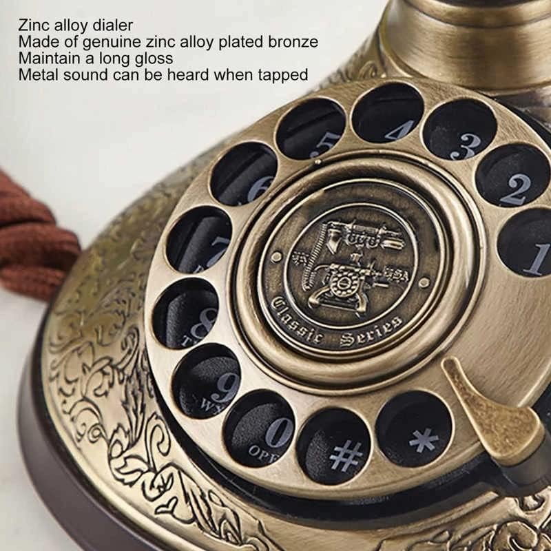 MXIAOXIA Vintage Telefone girando discagem com cordão antiquado com fio com um ajuste de volume de toque de aparelho para o quarto de