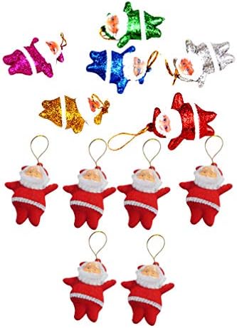AMOSFUN Papai Noel Decoração 12pcs Glitter Mini Ornamentos de Papai Noel Decorações penduradas de Natal Ornamentos para bolsa