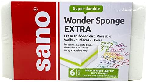 Sano Wonder Sponge extra - esponja reutilizável, apagar sujeira teimosa, paredes, superfícies, portas - esponjas kosher certificadas,