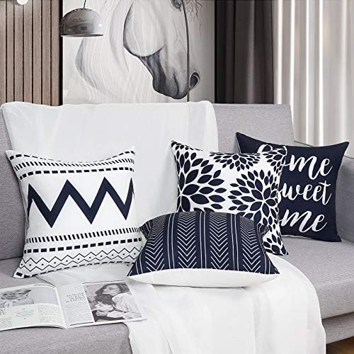 Yastouay Modern Decorative Troad Capas de travesseiros para casa Capas de almofadas domésticas Conjunto de 4 fronhas geométricas para sofá de sofá -sofá