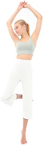 Rosemmetti Womens Capris Yoga Botcut Plus Tamanho da cintura Alta Cultura Athletic Workout Calças com bolsos