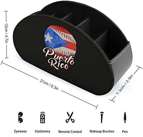 Beisebol porto -riquenho Riquen Remote TV Control titular PU Organizador de caixa de couro com 5 compartimentos para quarto de mesa