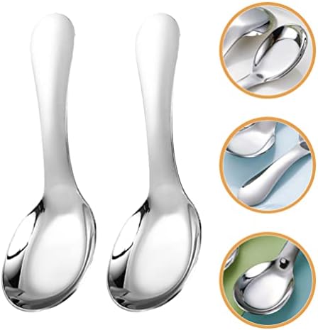 Hemoton Home Decor 2pcs Sopa Sopa colheres de aço inoxidável que serve colheres de colheres de sobremesa colheres Rice Spoons Dinner